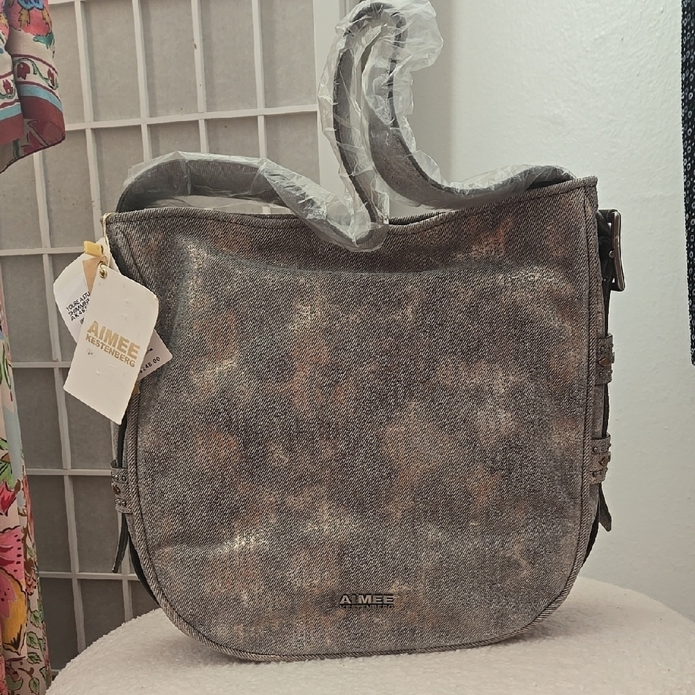 NWT Aimee Kestenberg Gray Shoulder Bag